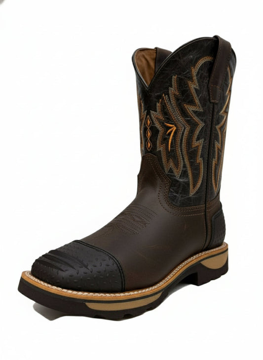 Men's Work Boots E-6484 Crazy Cafe Square Toe kansas (SIN) NGO-OCR