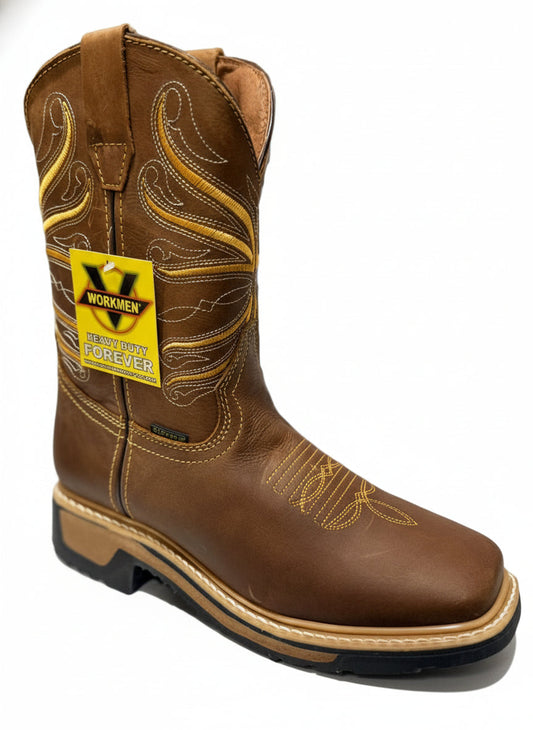 Men's Work Boots E-6980 Crazy Tang Leather Square Toe Oklahoma NGO-BEI