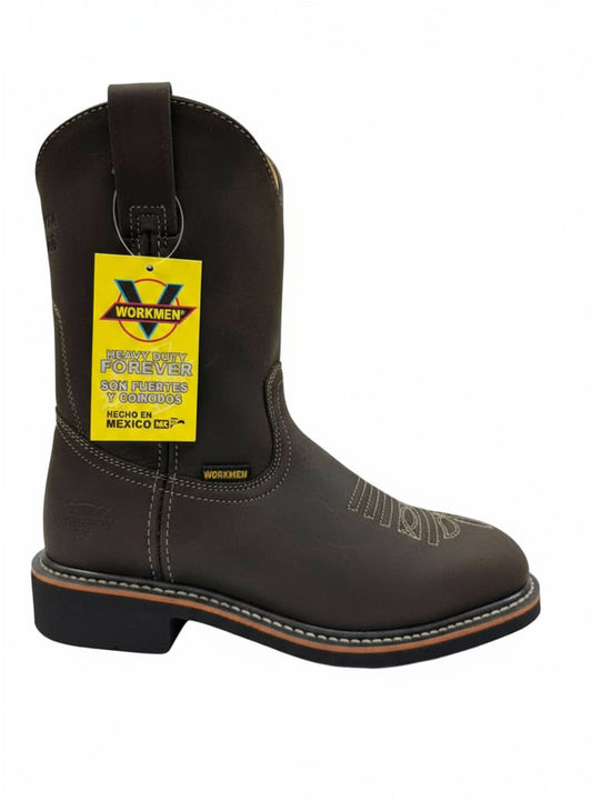 Men's Work Boots E-922 Square Toe Crazy Leather Chocolate