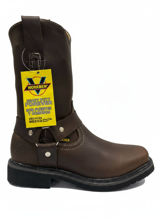 Men's Work Boots E-126 Biker Cafe Work Boots, Square Toe