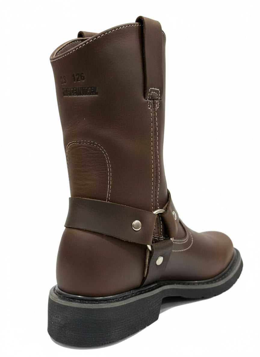 Men's Work Boots E-126 Biker Cafe Work Boots, Square Toe