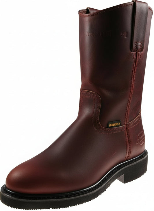 Men's Work Boots E-717 Leather Boots Wine Color