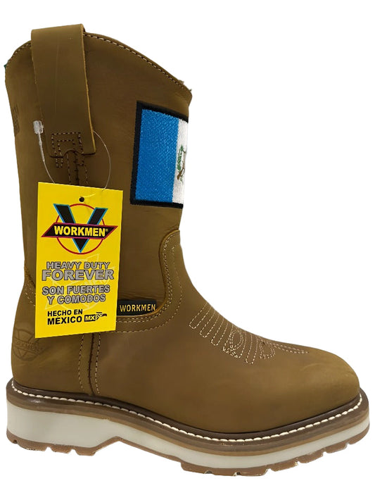 Men's Work Boots E-7600 Crazy Roble with flag Guatemala Square Toe