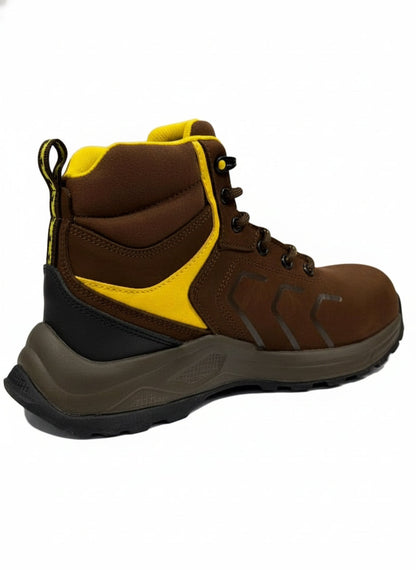 Men's Work Boots Caribu E-349 Cafe Yellow Round Stell Toe