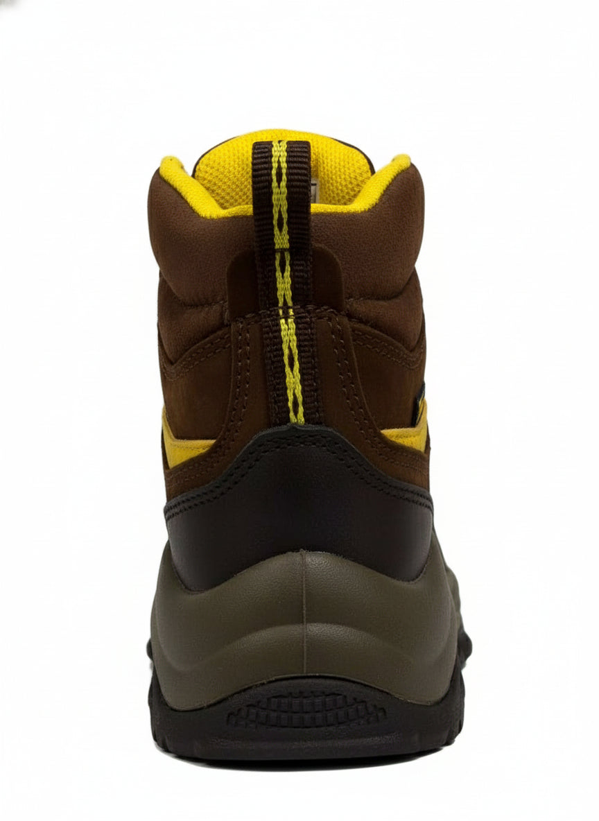 Men's Work Boots Caribu E-349 Cafe Yellow Round Stell Toe