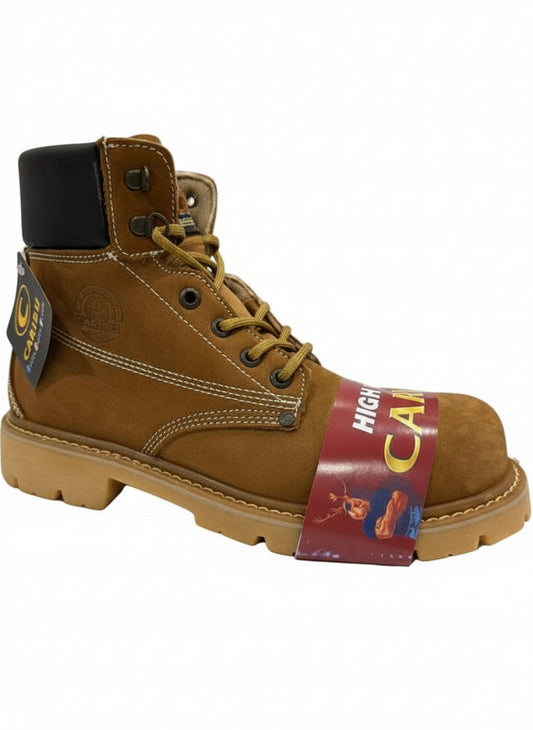 Men's Work Boots Caribu  E-837 Nobuck Cajeta Round Steel Toe