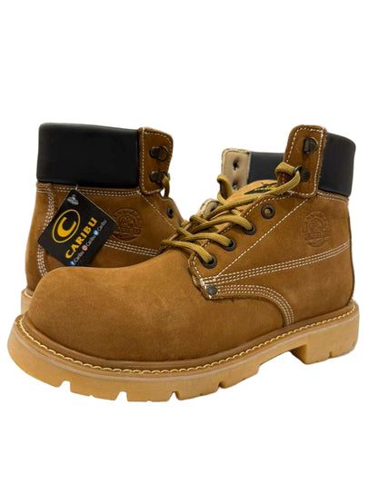 Men's Work Boots Caribu  E-837 Nobuck Cajeta Round Steel Toe