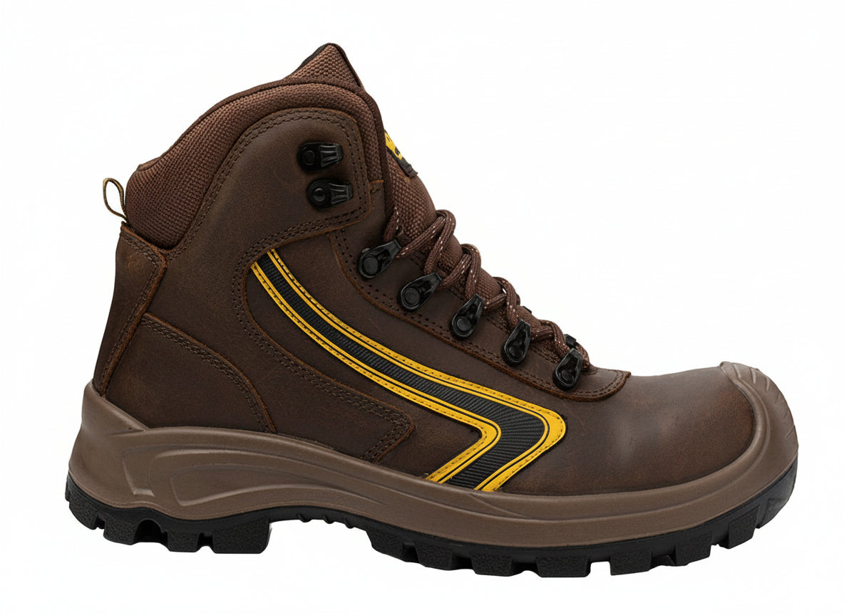 Men's Work Boots Caribu E-317 Crazy Cafe Round Toe Stell